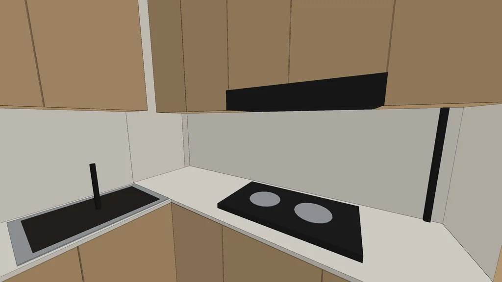 Clay view of the kitchen corner