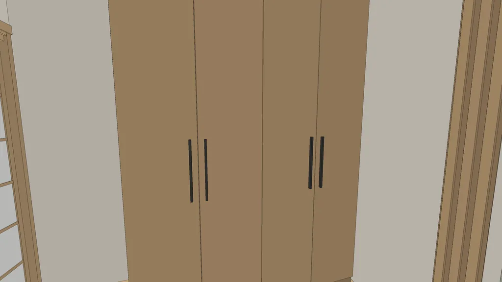 Clay view of the bedroom wardrobe wall