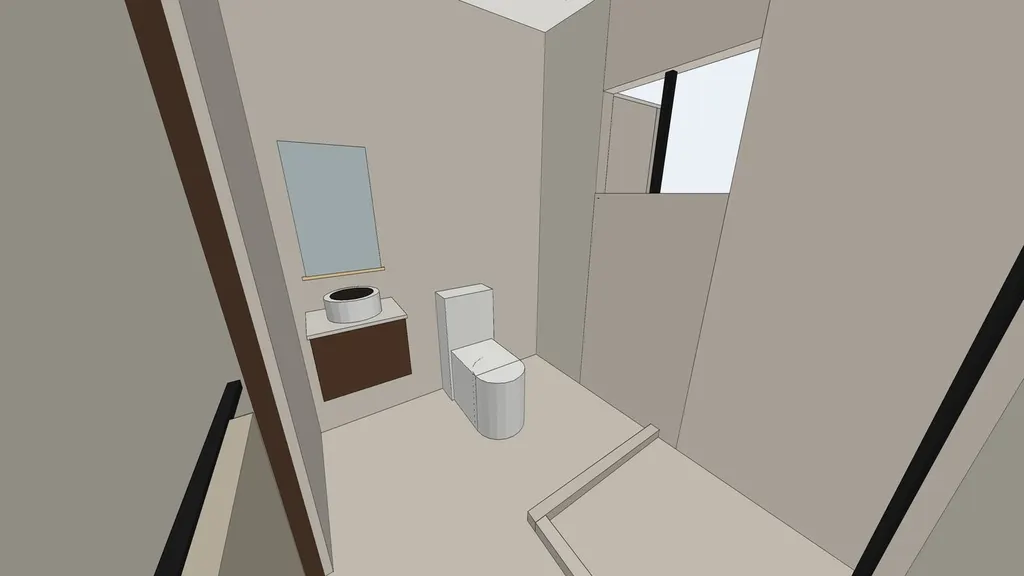 Clay 3D view of bathroom 1 in the Ang Mo Kio 4-room HDB sample, the model the render was made from