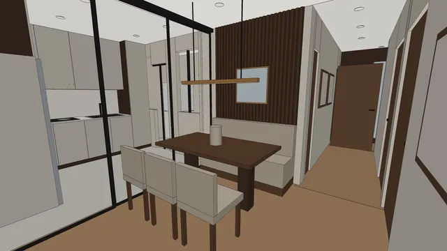 Clay 3D view of a dining room: AI vs hand drafting vs render tools for interior design