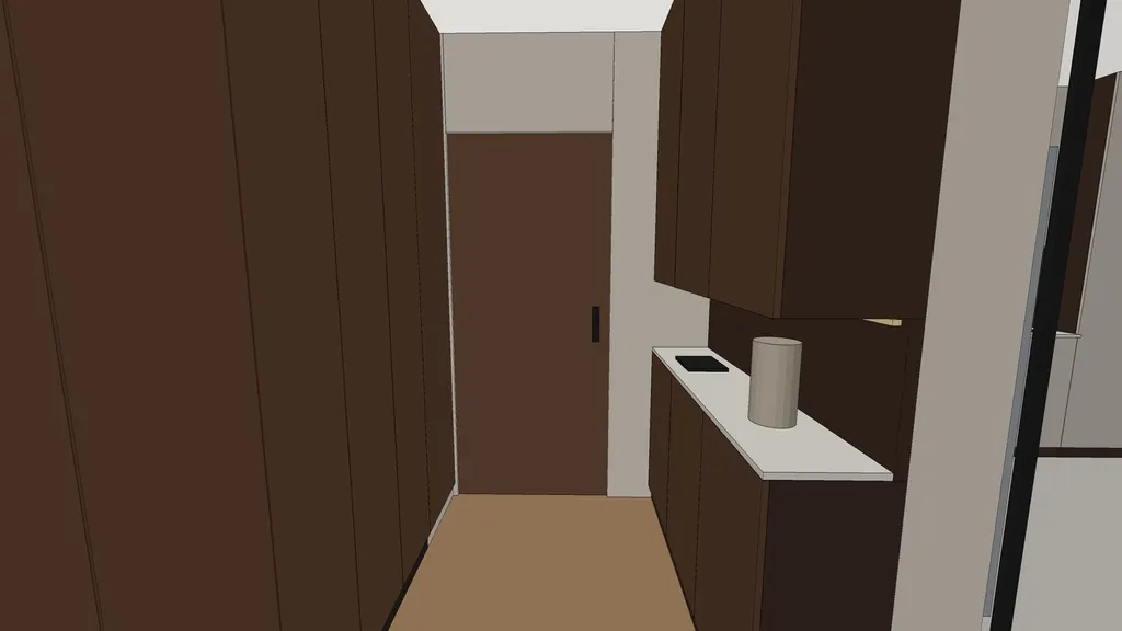 Clay 3D view of the foyer in the Ang Mo Kio 4-room HDB sample, the model the render was made from