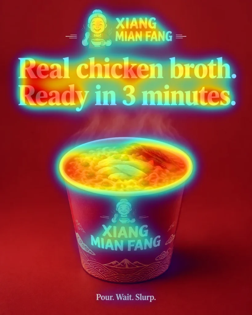 After: attention heatmap of the poster with the proposition as a large headline