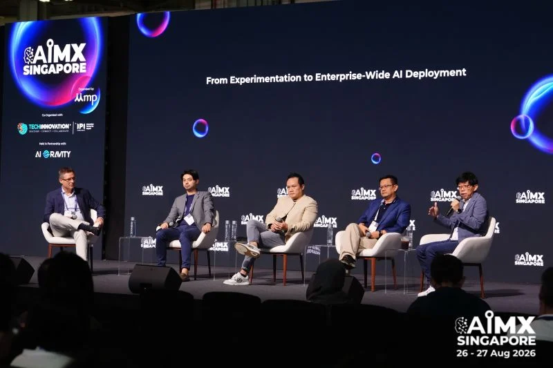 The AIMX Singapore panel on stage: From Experimentation to Enterprise-Wide AI Deployment, 26–27 Aug 2026